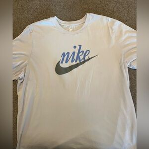 Nike Men's Light Blue T-Shirt with Blue Logo